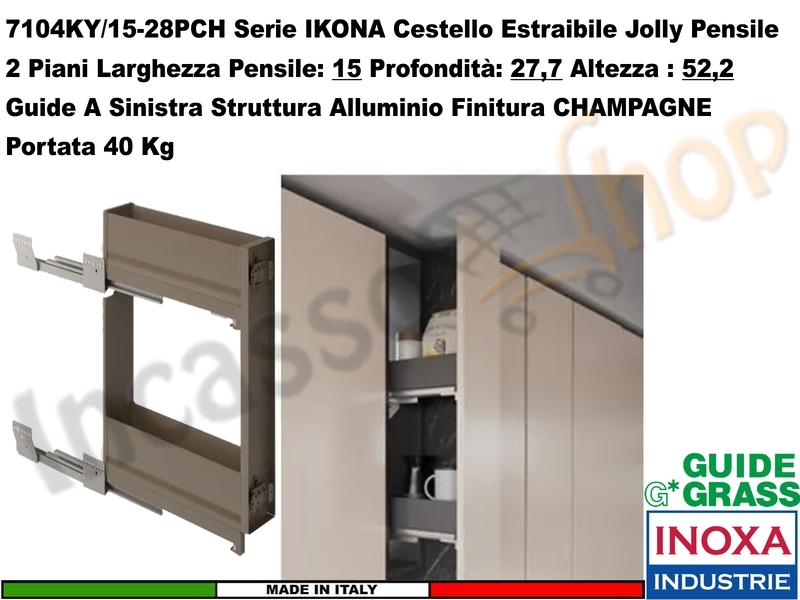 Carello Jolly Estraibile IKONA 7104KY/15-28PCH Pensile 15 Guide Grass CHAMPAGNE