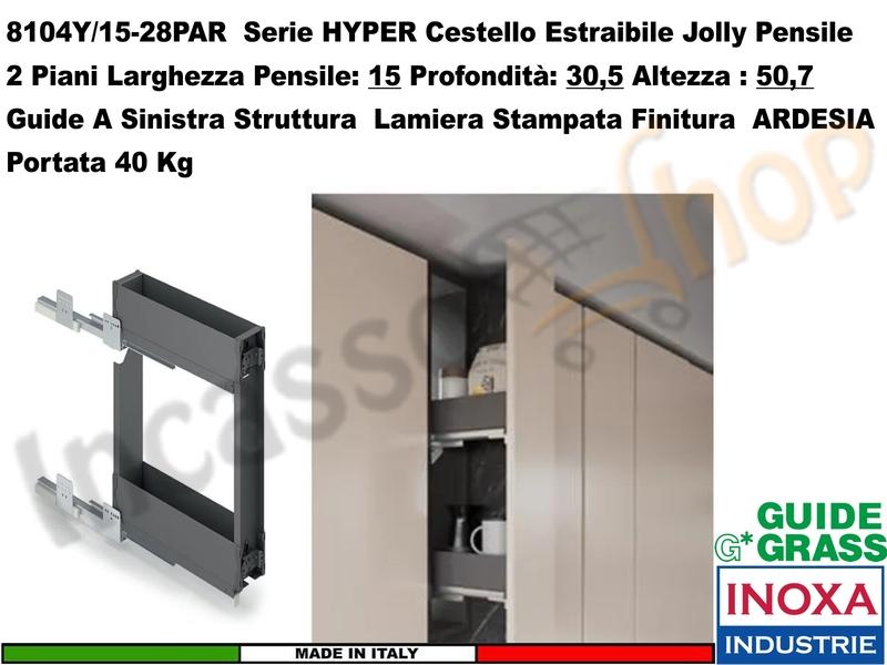 Carello Jolly Estraibile HYPER 8104YY/15-28PAR Pensile 15 Guide Grass ARDESIA