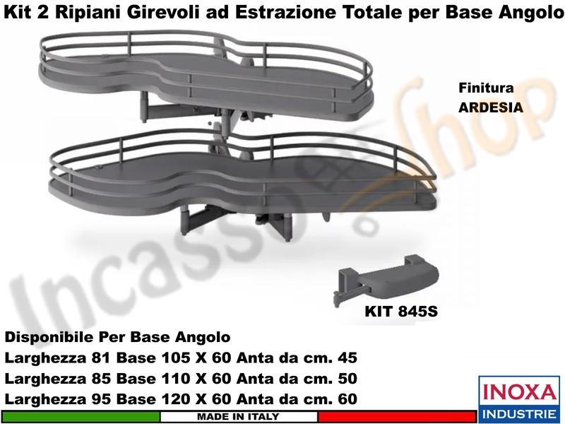 Meccanismo Angolo Estraibile Totale Ammortizzato 846BE 105X60 Anta 45 SX Ardesia