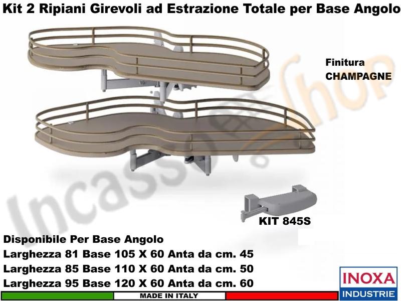 Meccanismo Angolo Estraibile Totale Ammortizzato 846BE 110X60 Anta 50 DX Champag