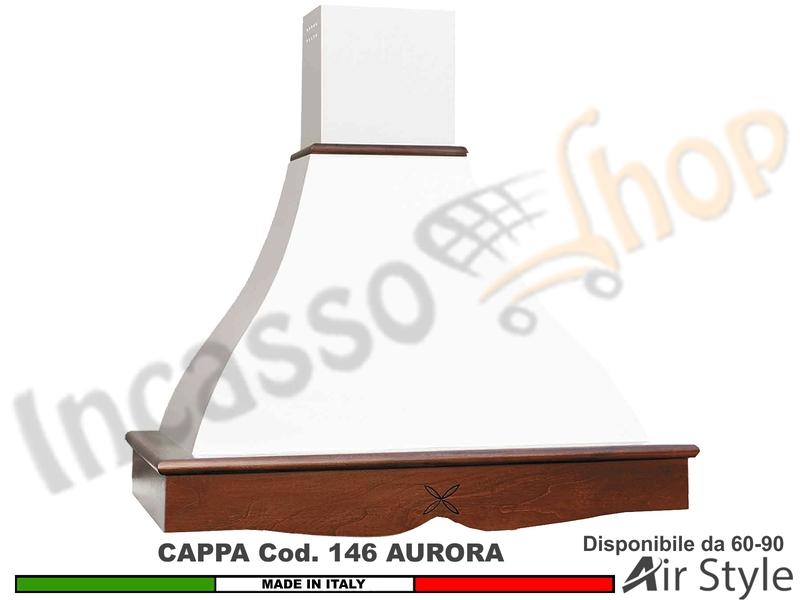 Cappa Parete Rustica Aurora 60-90 Trave Legno Frassino o Tiglio Grezzo