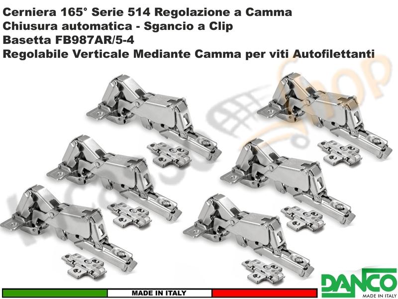 Set 6 Cerniere Clip Danco F51401P44 PIANA Automatica 165° Cucina + Basetta 987