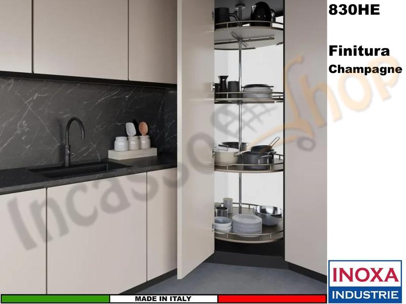 Cestello Girevole Tondo 4 Cesti Struttura Champagne Base Ripiano Champagne