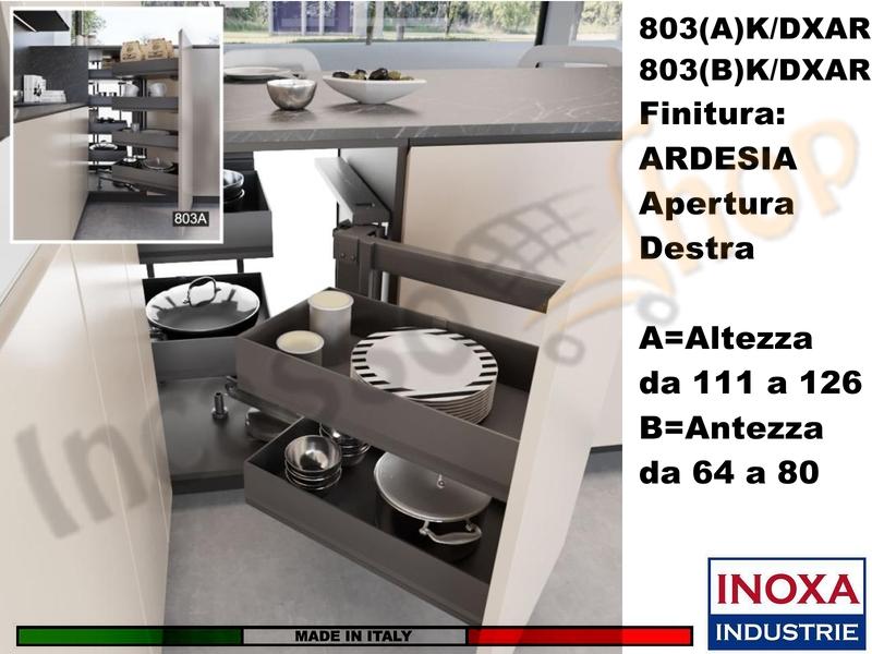 Meccanismo Angolo 803AK + 8 Cesti Base 105x60 Anta da 45 DX H 111 a 126 Ardesia