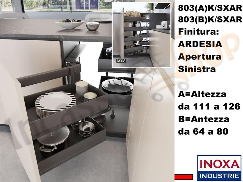 Meccanismo Angolo 803AK + 8 Cesti Base 105x60 Anta da 45 SX H 111 a 126 Ardesia