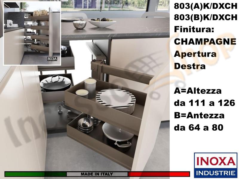 Meccanismo Angolo 803AK + 8 Cesti Base 105x60 Anta da 45 DX H 111/126 Champagne