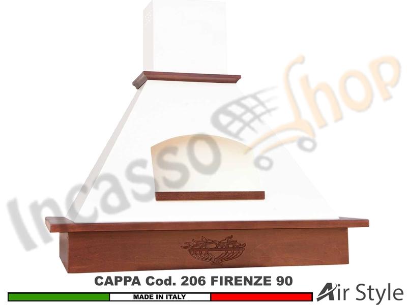 Cappa Parete Rustica Firenze 90 Legno Frassino o Tiglio Verniciata + MOTORE 420m³