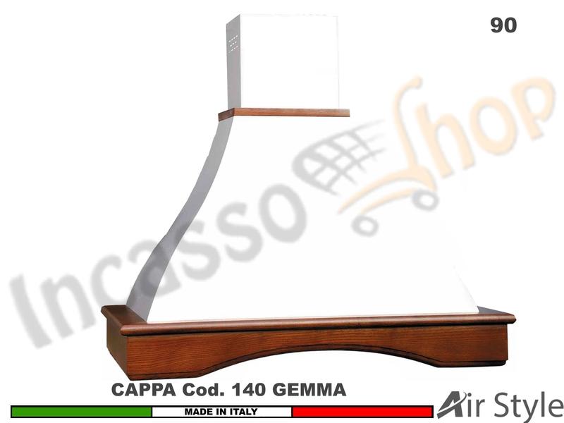 Cappa Parete Rustica GEMMA 90 Legno Frassino o Tiglio Verniciata + MOTORE 420m³/h