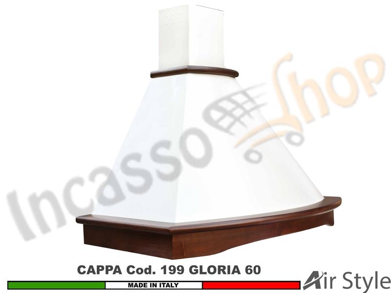 Cappa Parete Rustica GLORIA 60 Legno Frassino o Tiglio Grezzo + MOTORE 420 m³/h