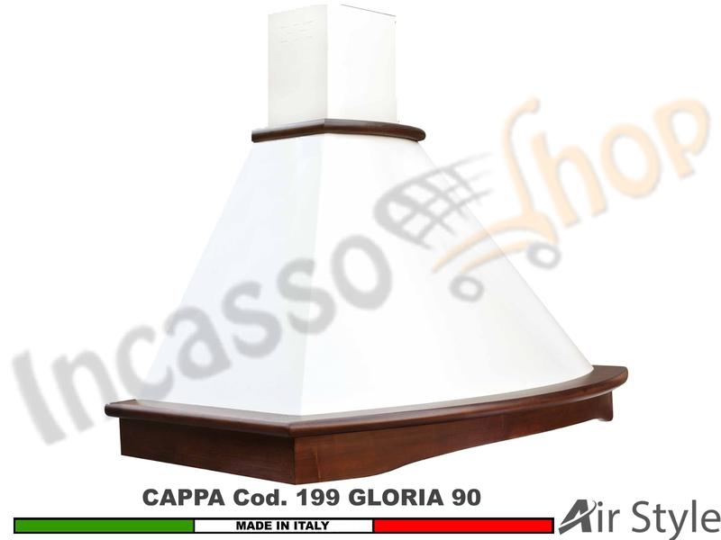 Cappa Parete Rustica GLORIA 90 Legno Frassino o Tiglio Grezzo + MOTORE 420 m³/h