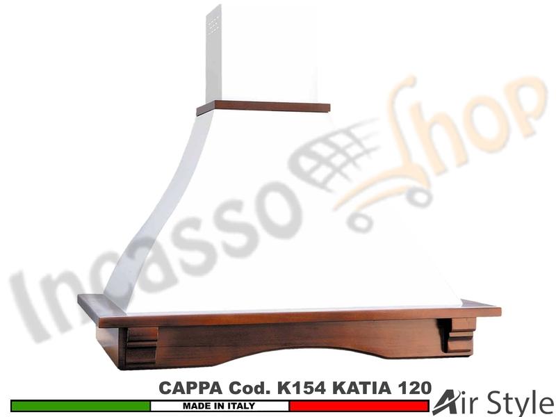 Cappa Parete Rustica KATIA 120 Legno Frassino o Tiglio Grezzo + MOTORE 420 m³/h
