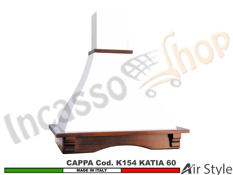 Cappa Parete Rustica KATIA 60 Legno Frassino o Tiglio Verniciata + MOTORE 420m³