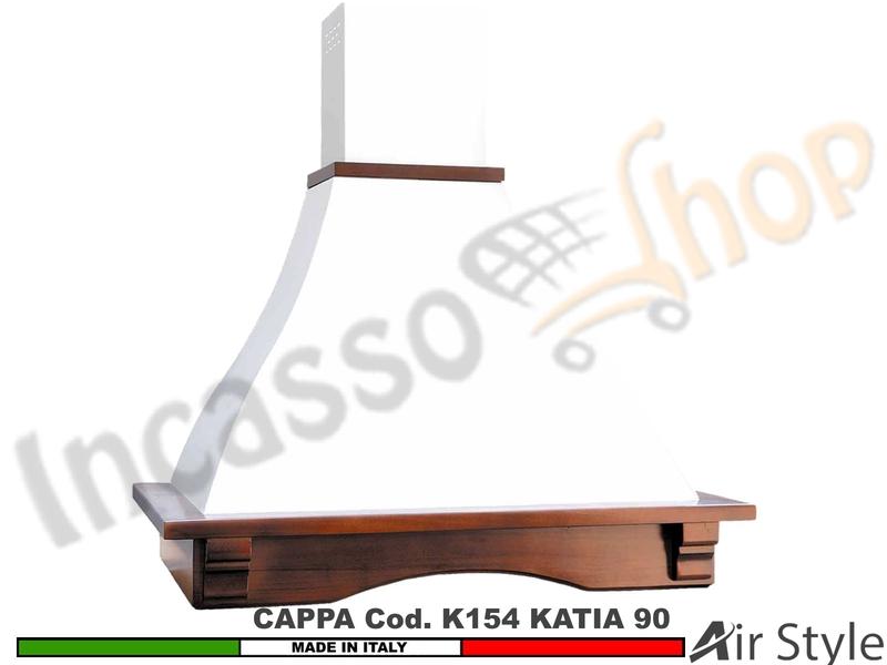 Cappa Parete Rustica KATIA 90 Legno Frassino o Tiglio Verniciata + MOTORE 420m³