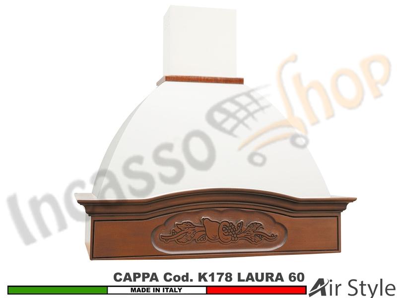 Cappa Parete Rustica LAURA 60 Legno Frassino o Tiglio Verniciata + MOTORE 420m³