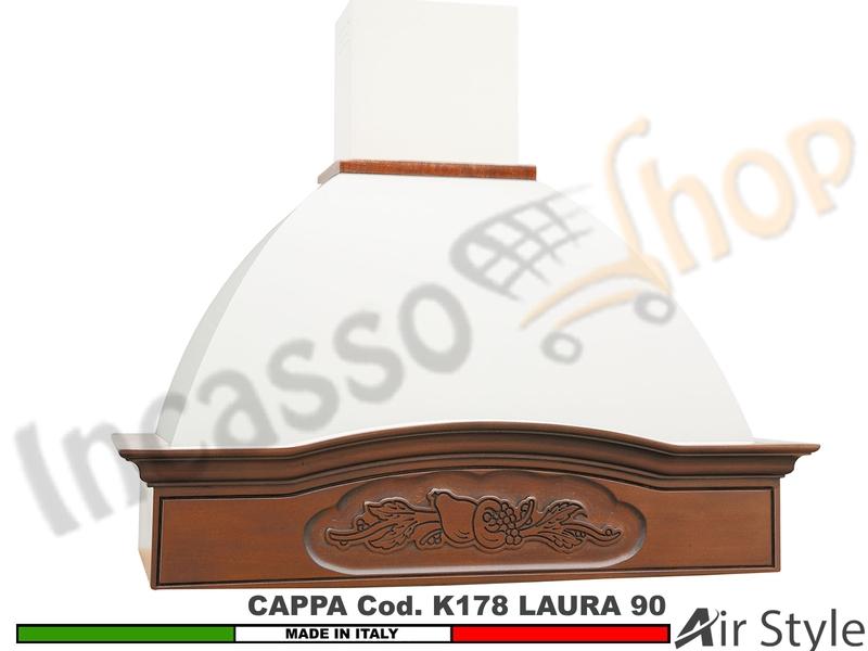 Cappa Parete Rustica LAURA 90 Legno Frassino o Tiglio Verniciata + MOTORE 420m³