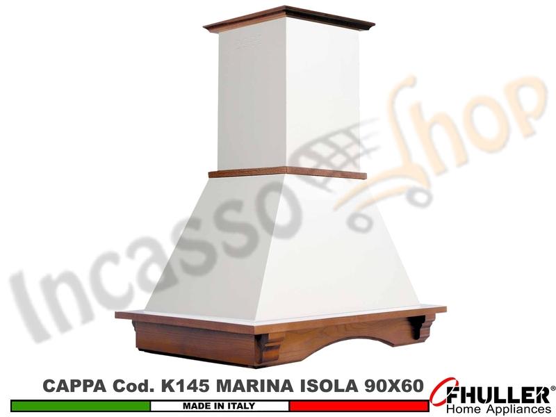 Cappa Angolo MARINA ISOLA 90X60 Legno Frassino o Tiglio Verniciata + MOTORE 420 m³h