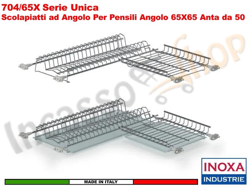 Scolapiatti Doppio Angolare Acciaio 704XN3 per Pensile Angolo da 65X65