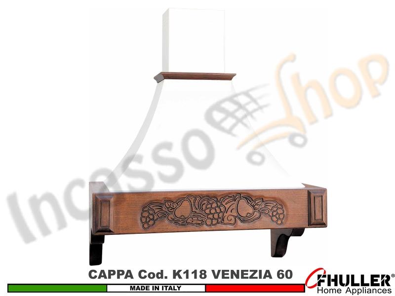 Cappa Parete Rustica VENEZIA 60 Legno Frassino o Tiglio Verniciata + MOTORE 420m³