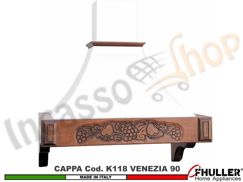 Cappa Parete Rustica VENEZIA 90 Legno Frassino o Tiglio Verniciata + MOTORE 420 m³
