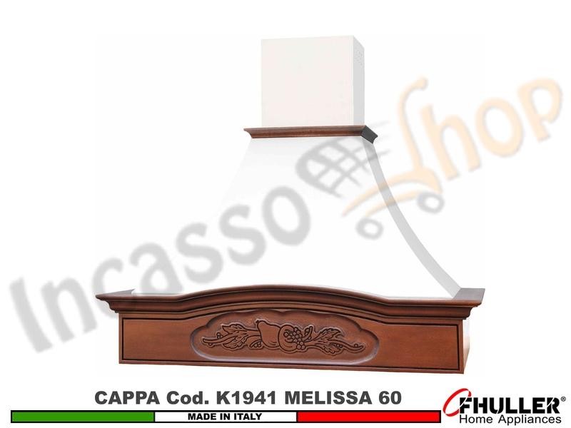 Cappa Parete Rustica MELISSA 60 Legno Frassino o Tiglio Verniciata + MOTORE 420m³