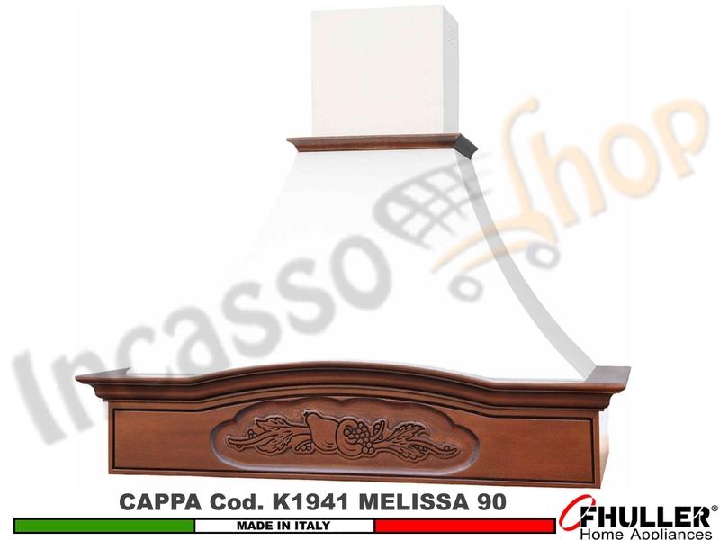Cappa Parete Rustica MELISSA 90 Legno Frassino o Tiglio Grezzo + MOTORE 420 m³/h