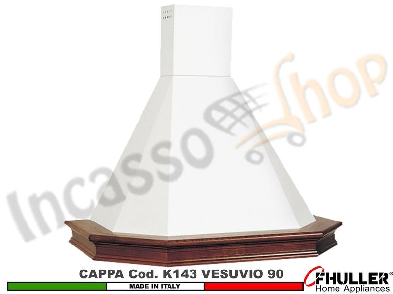 Cappa Parete Rustica VESUVIO 90 Legno Frassino o Tiglio Verniciata + MOTORE 420m³/h