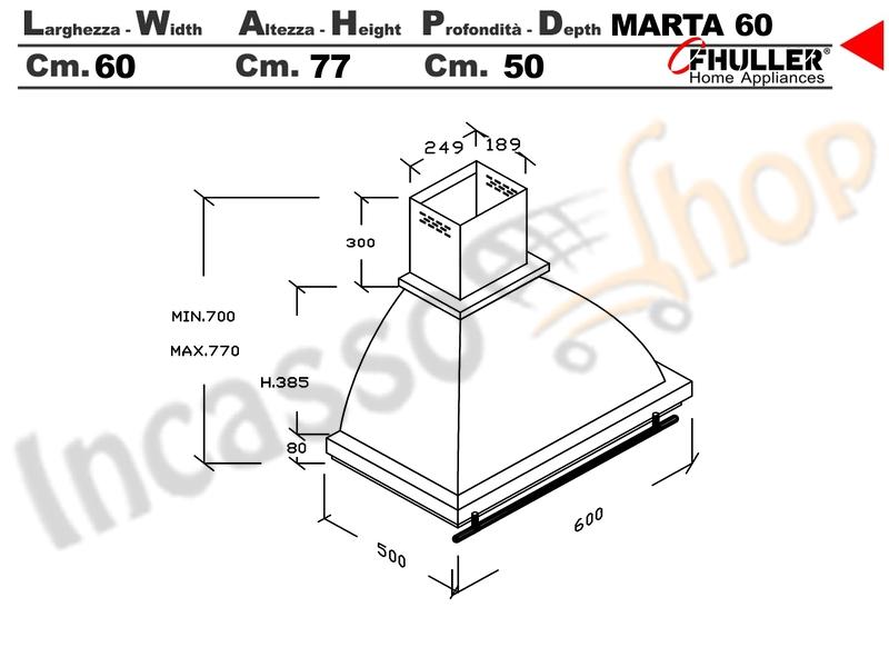 Cappa Parete Rustica Marta 60 Verniciata ANTRACITE Tubo Rame Motore 420 M³/h