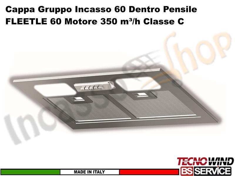 Cappa Gruppo Incasso 60 Dentro Pensile BEETLEK117R0105 Motore 350 m³/h Classe C
