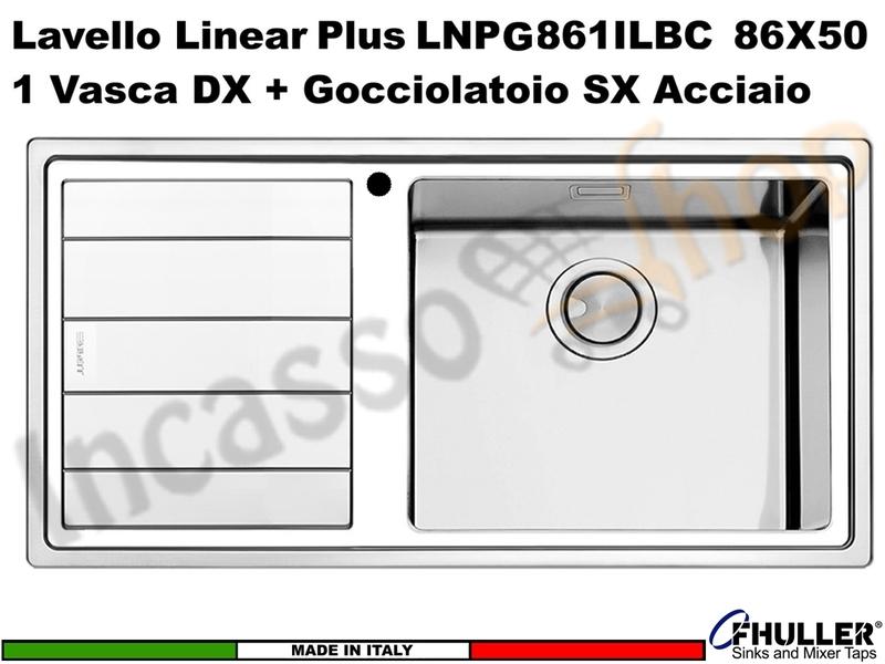 Lavello Apell Linear Plus Acciaio Spazzolato 86 X 50 1 Vasca Grande DX e Gocc.SX