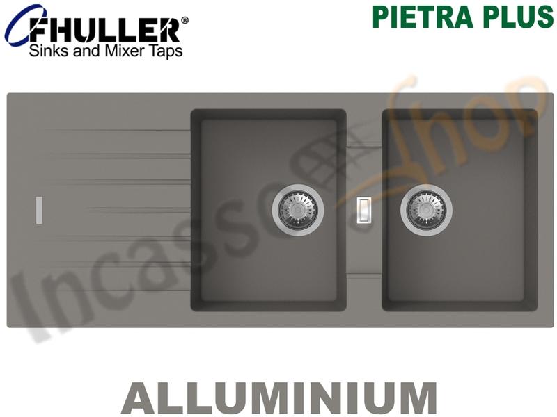 Lavello Incasso Apell-Fhuller PTPL1162GA 116X50 2 Vasche + Go. Granito Alluminio
