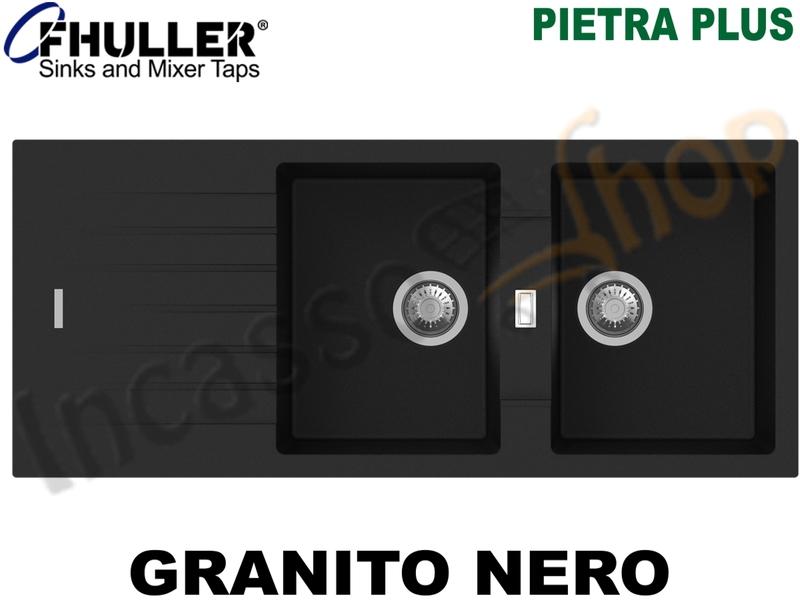 Lavello Incasso Apell-Fhuller PTPL1162GB 116X50 2 Vasche + Gocc. Granito Nero