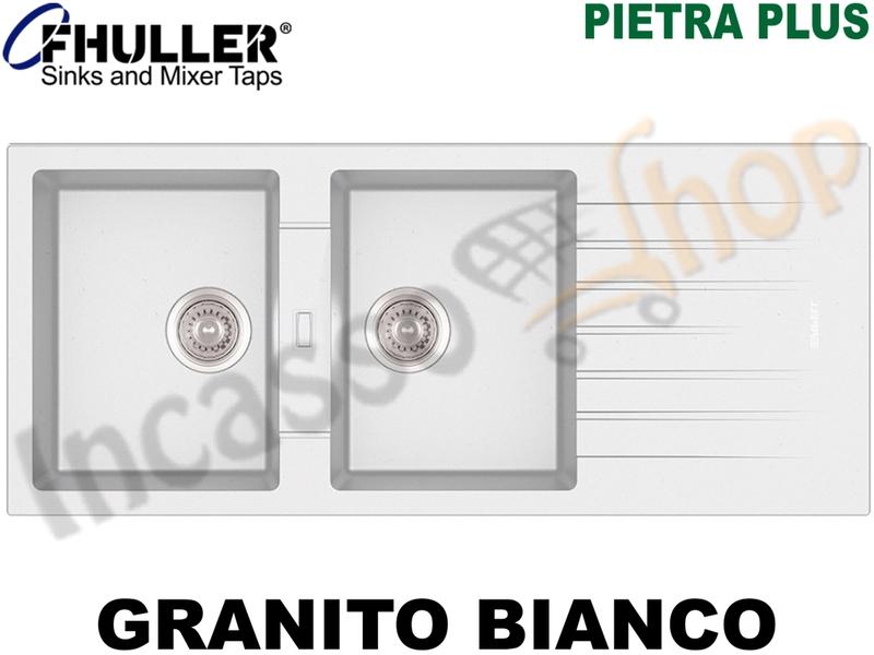 Lavello Incasso Apell-Fhuller PTPL1162GW 116X50 2 Vasche + Gocc. Granito Bianco