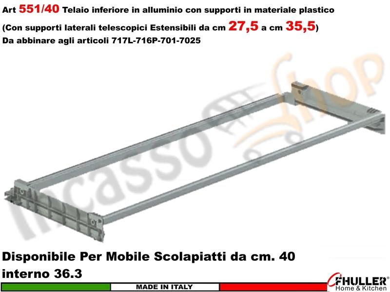 Telaio Alluminio Scolapiatti FHULLER 551 da 40 Interno 36,4 Estensibile da 27 a 35