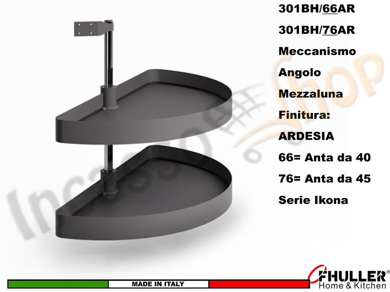 Kit 2 Cestelli Mezzaluna Girevoli x Base Min.100X60 Per Anta 40 Ardesia