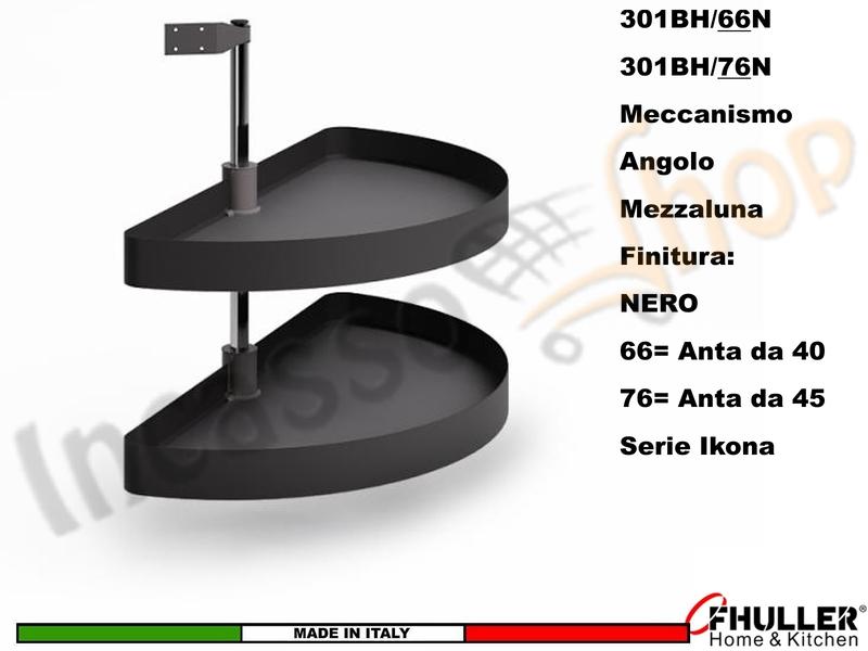 Kit 2 Cestelli Mezzaluna Girevoli x Base Min.100X60 Per Anta 40 Nero