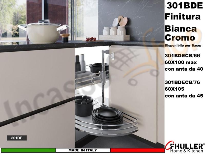 Cestello Mezzaluna Girevole x Base Min.100X60 Anta 40 Cromo Bianca