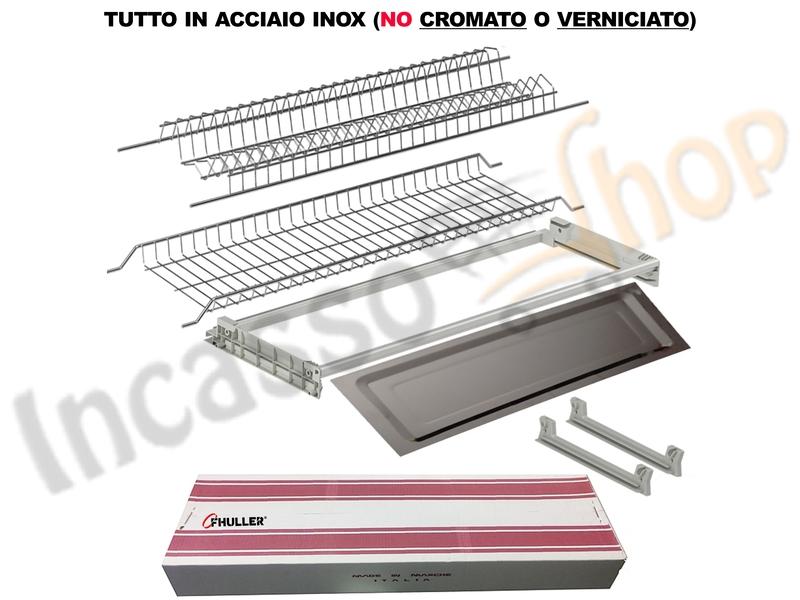 Kit Scolapiatti 701/45 Inox Pensile 45 Interno 40,5 + Staffe Vasca Acciaio Telaio