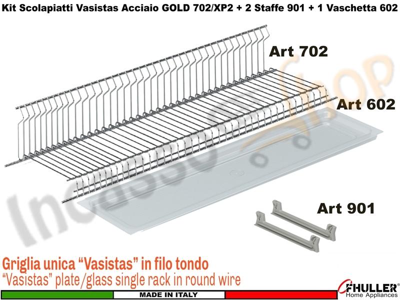 Scolapiatti VASISTAS Griglia Unica INOX 702 Pensile 80 Interno 75,6 + 2 Staffe 901