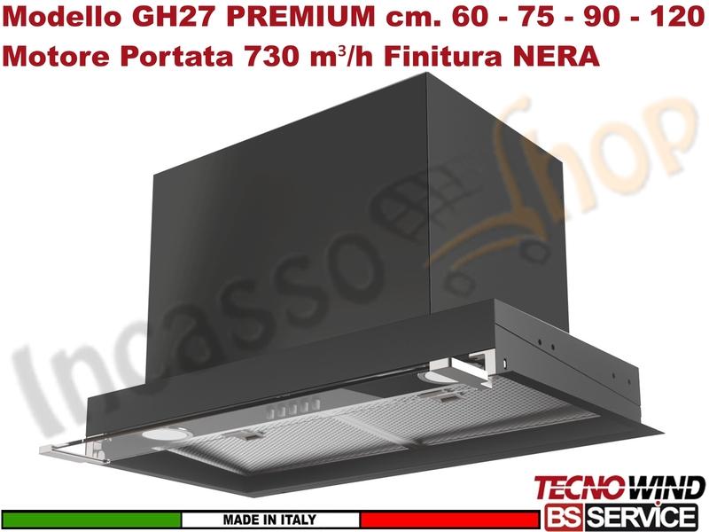 Cappa Gruppo Incasso 60 Sottopensile GH27 PREMIUM K170I0007 BLACK STOP DROP Cl.A