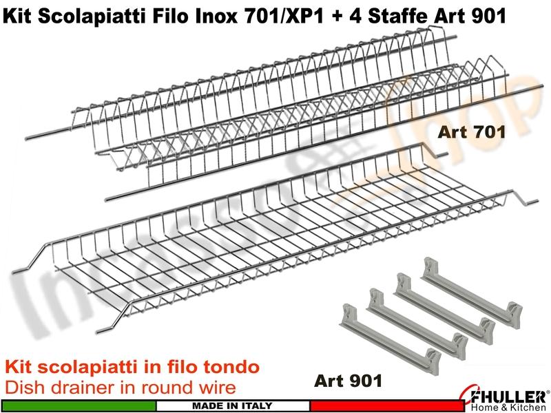 Kit Scolapiatti 701/45 Filo Acciaio Pensile 45 Interno 40,5 + 4 Staffe + Scatola