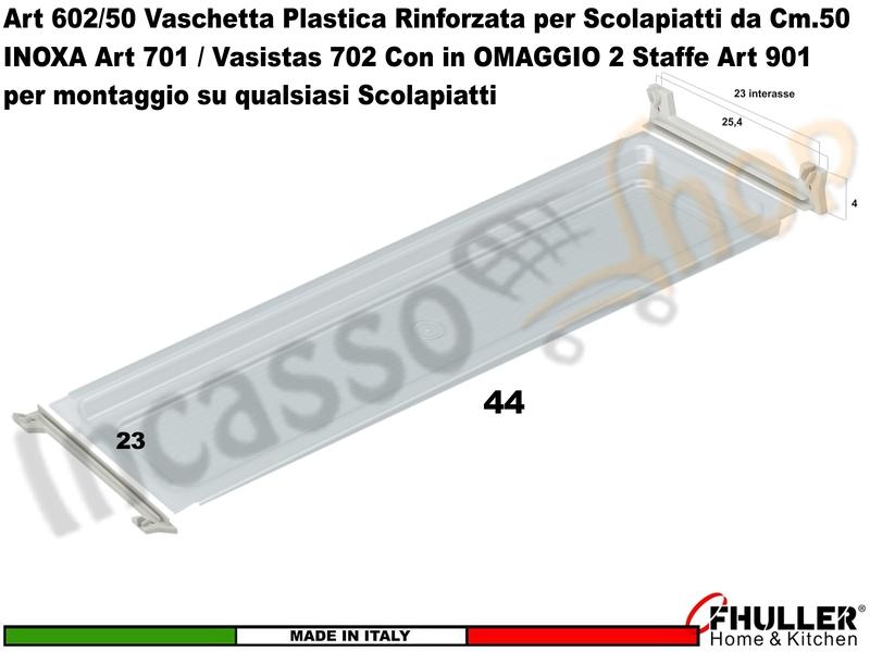 Vaschetta Raccogligocce TRASPARENTE INOXA 602/50AR Per Scolapiatti da 50 + 2 901