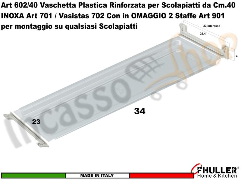 Vaschetta Raccogligocce TRASPARENTE INOXA 602/40AR Per Scolapiatti da 40 + 2 901