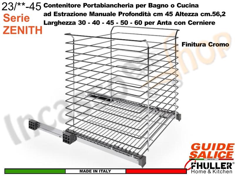 Carello FHULLER Portabiancheria Estraibile Manuale ZENITH Guide SALICE da 30 Cromo