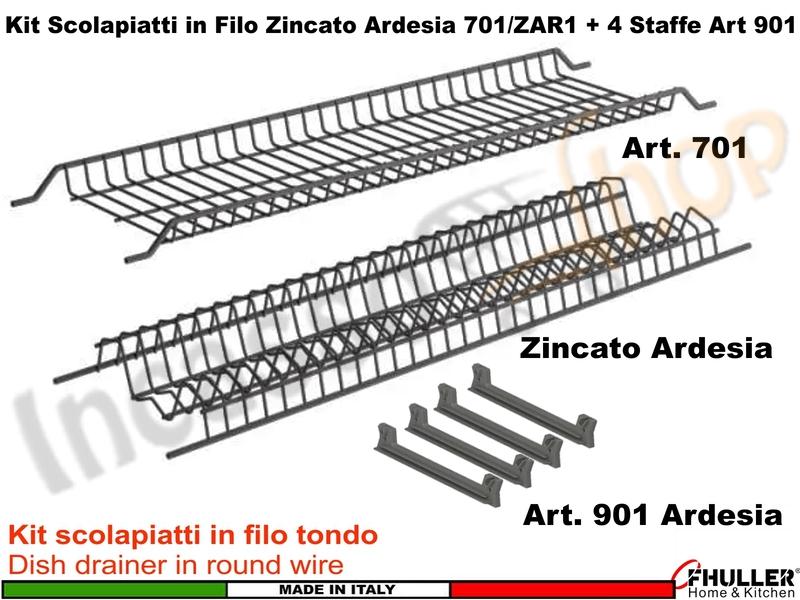 Scolapiatti INOXA-FHULLER Ardesia Incasso Pensile 40 Interno 35,6 + Staffe