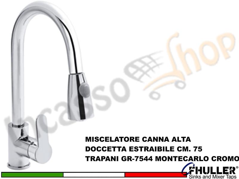 FHULLER Miscelatore Cucina con Doccetta Estraibile TRAPANI GR7544 MONTECARLO Cromo