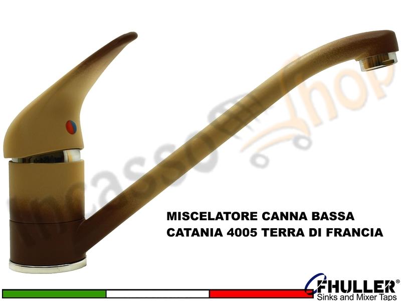 FHULLER Rubinetto Miscelatore Cucina CATANIA EUROPA 4005TF Canna Bassa Terra Di Francia