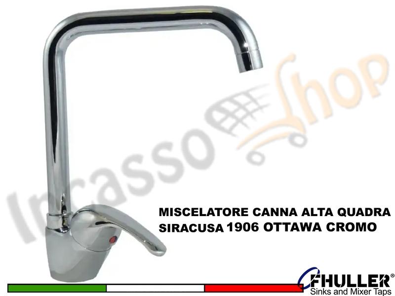 FHULLER Rubinetto Miscelatore Cucina SIRACUSA OTTAWA 1906 Canna Alta ad U Cromo