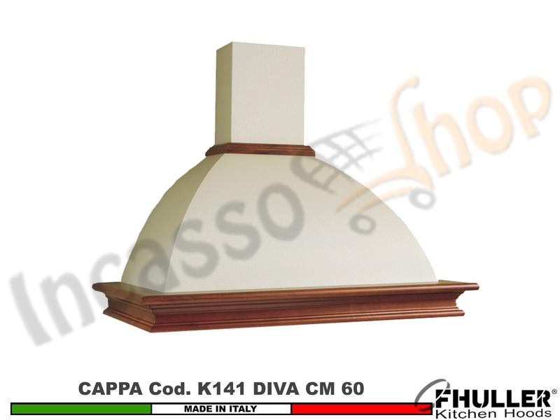 Cappa Parete Rustica Diva 60 Legno Frassino o Tiglio Grezzo + MOTORE 420 m³/h