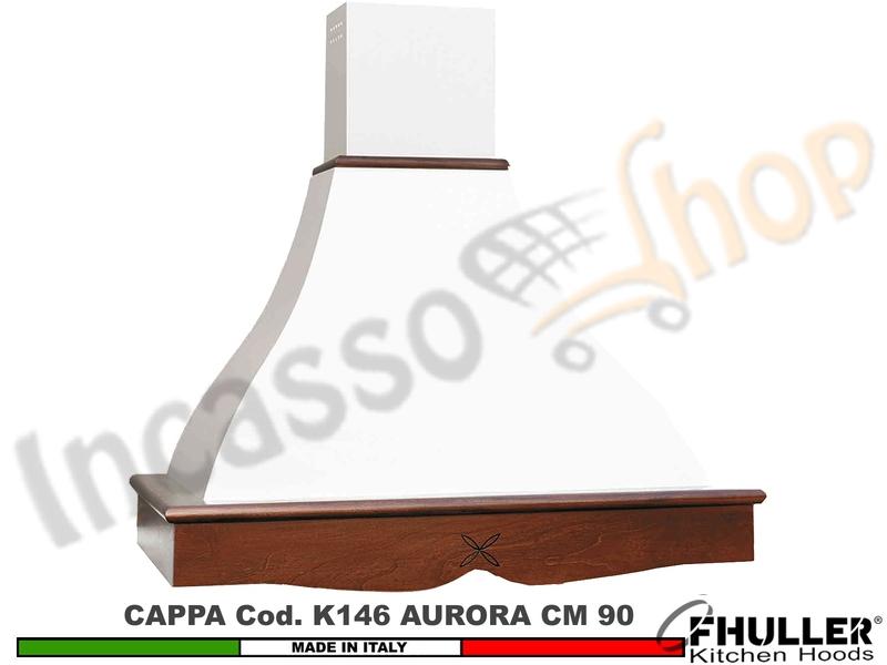 Cappa FHULLER Parete Rustica Aurora 90 Cornice LEGNO Vernice Campione + MOTORE m