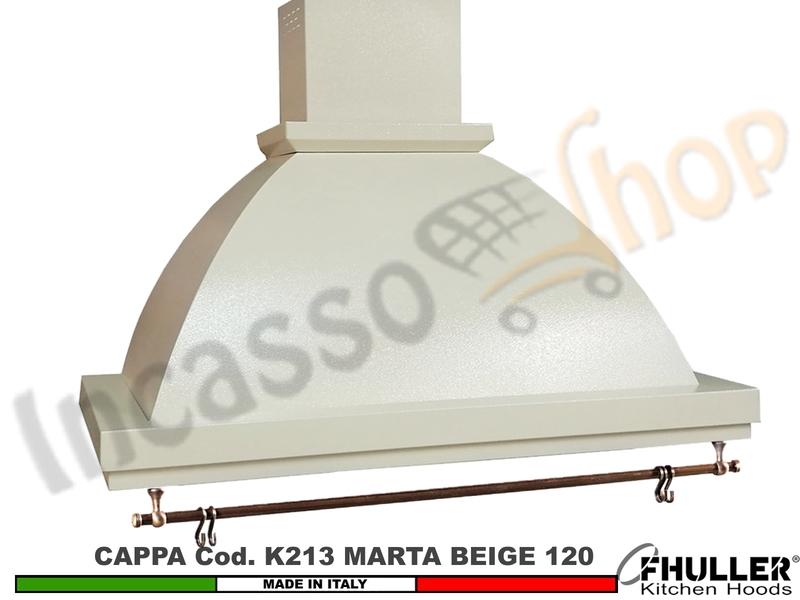 Cappa FHULLER Parete Rustica Marta 120 Vernice AVORIO Con Tubo Rame + Motore